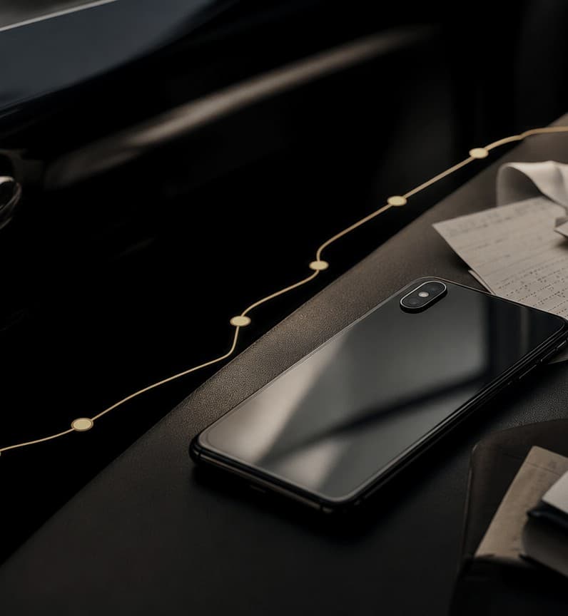 A phone and trip receipt resting on a car seat